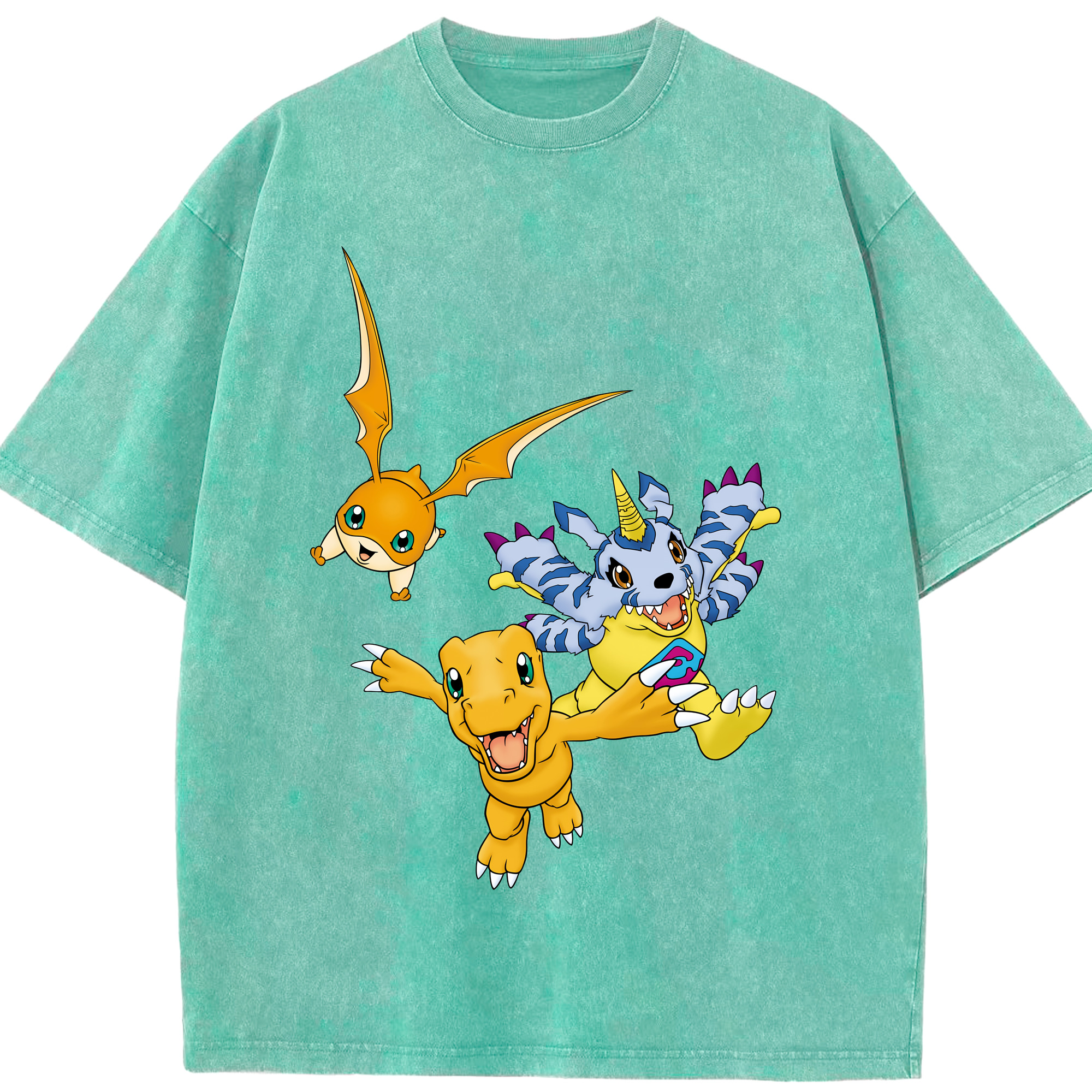 （画像用） Digimon デジタルモンスター/デジモン 綿100% ヴィンテージ風 半袖Tシャツ（フロントプリント）